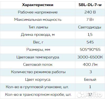 Светодиодный настольный светильник наяда, 7 вт