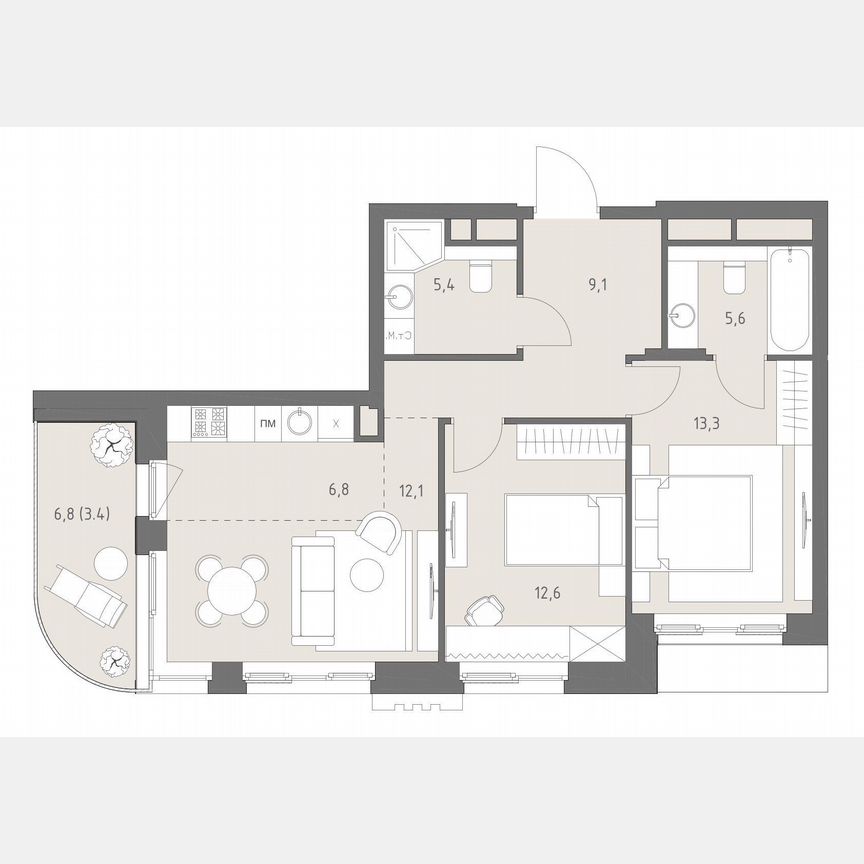 3-к. квартира, 68,3 м², 7/11 эт.