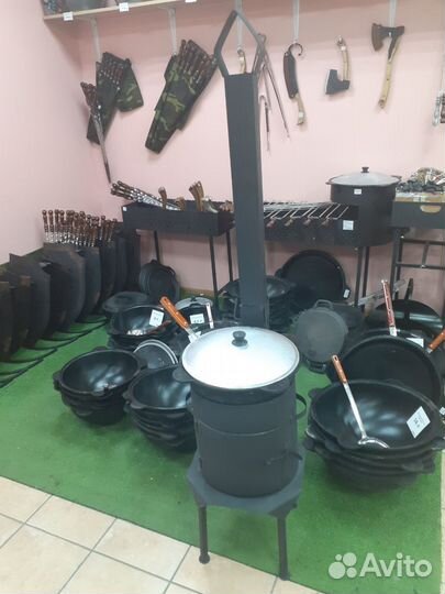 Комплект чугунный казан10 л+Печь 3мм сталь+шумовка