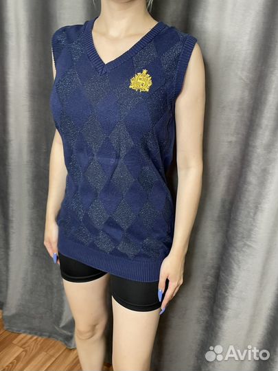 Жилетка для девочки школьная синяя