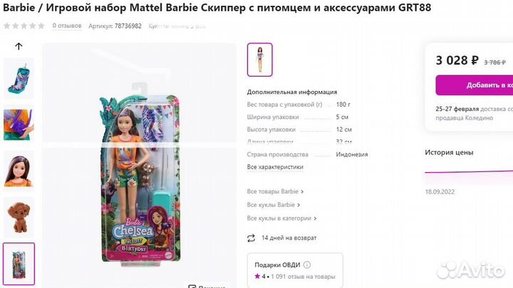 Кукла Barbie Chelsea The Lost Birthday