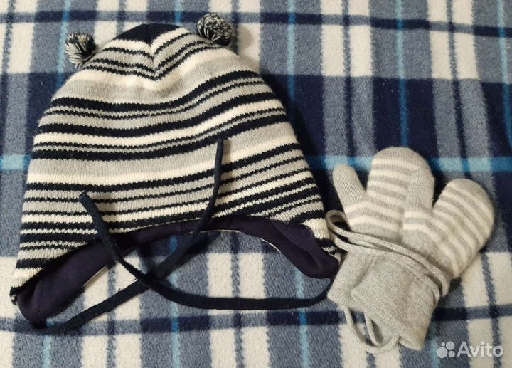 Шапка для мальчика + варежки