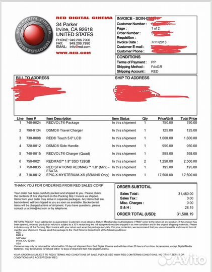 Камера RED Epic Misterium-X 5K