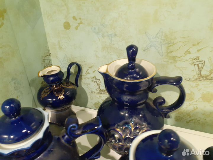 Кувшин,Чайник,синяя посуда Возрождение