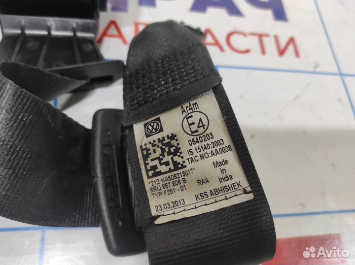 Ремень безопасности задний правый Volkswagen Polo Sedan (Mk5) 6RU857806braa