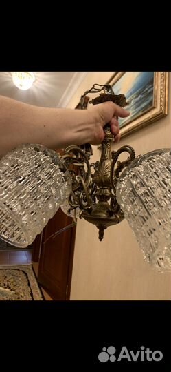 Люстра старинная потолочная бронзовая