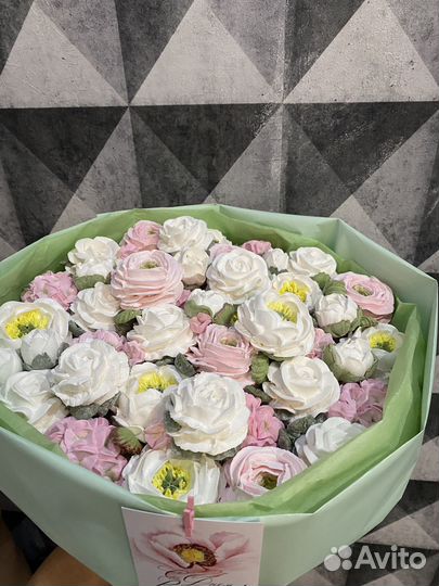 Букет из зефирных цветов/ цветы из зефира