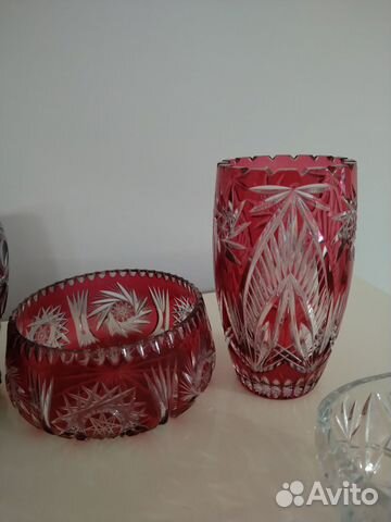 Вазы цветной хрусталь Германия, Чехословакия