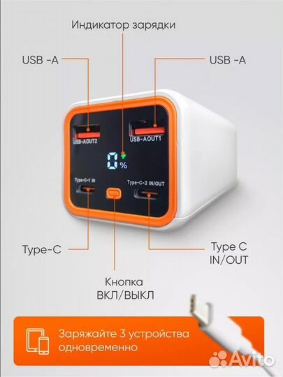 Мощный повербанк 66w