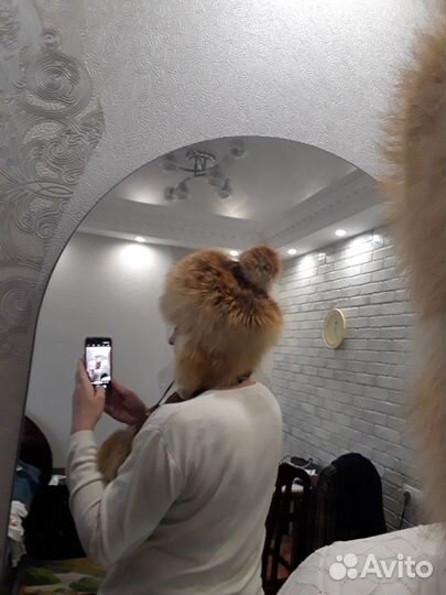 Шапка меховая кожаная