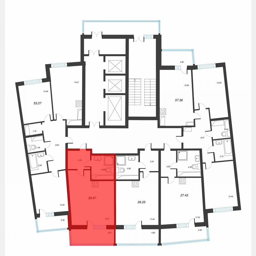 Квартира-студия, 32,2 м², 16/22 эт.