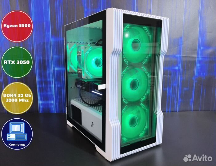 Сборка мощного пк AMD5500-RTX3050-32DDR4-UNW39-A520