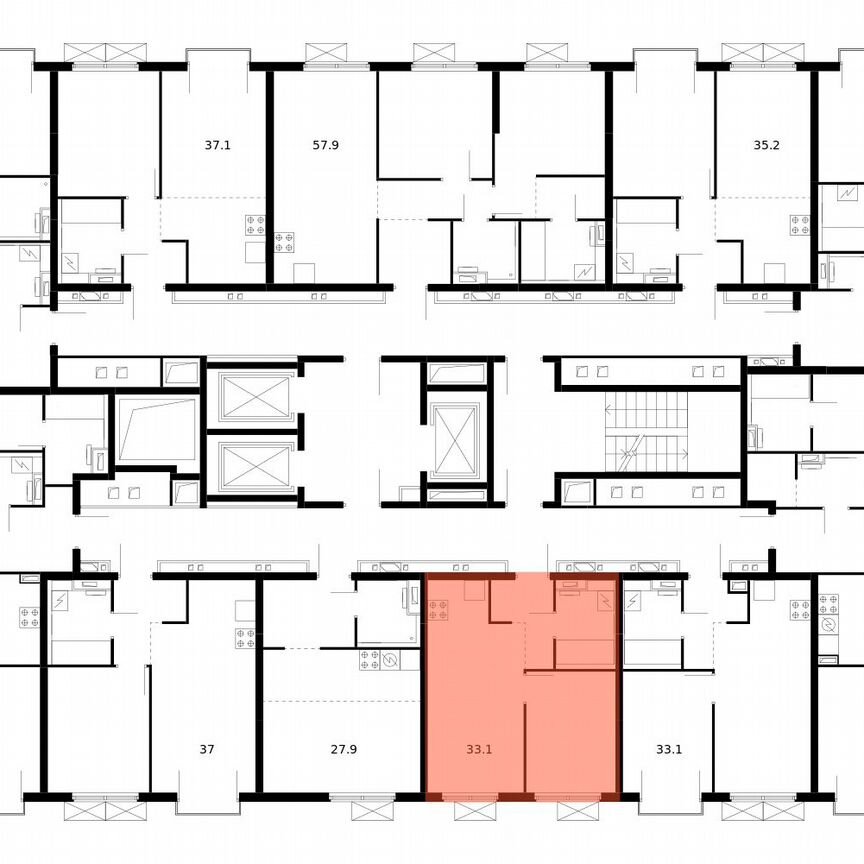 1-к. квартира, 33,1 м², 17/24 эт.