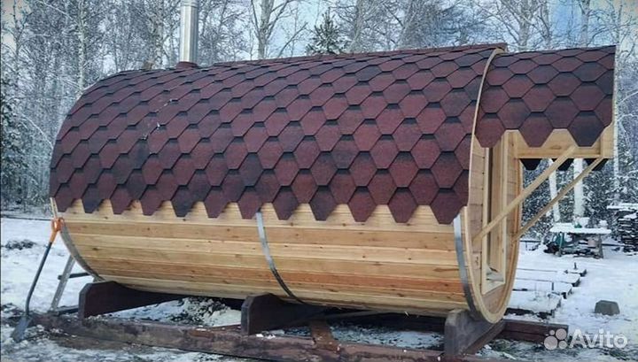 Перевозная баня бочка 4 м