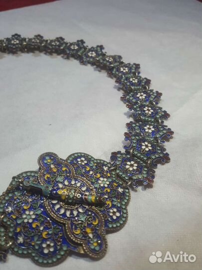 Женский серебряный пояс с эмалью