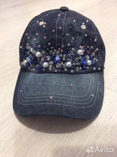 Бейсболка Джинсовая с камнями Своровски р 57-58