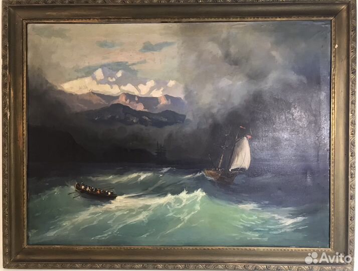 Старинная антикварная картина масло холст