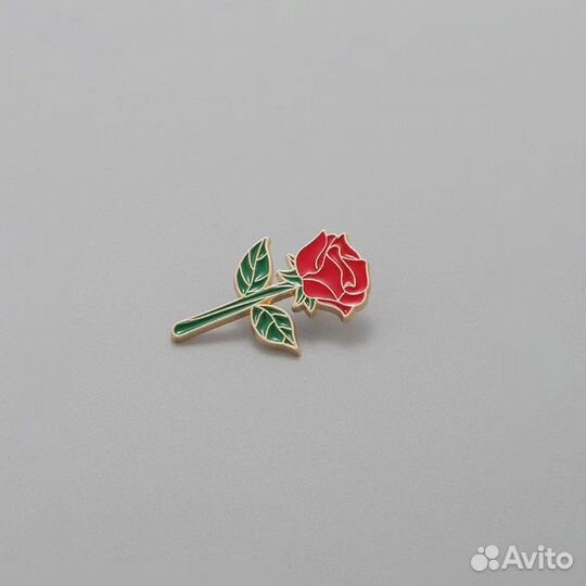 Значок роза металлический пин