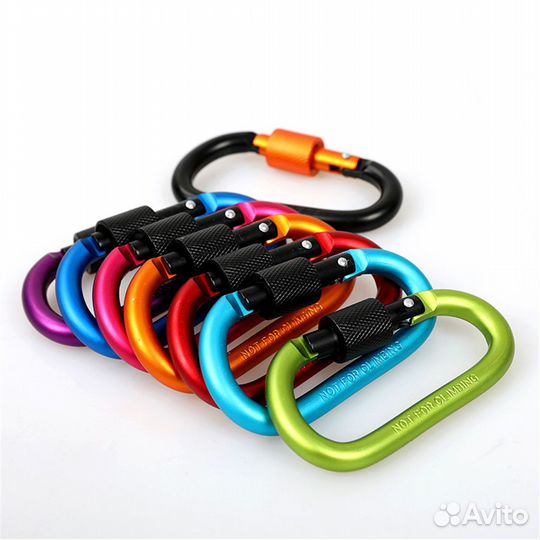 Карабин D-Тип 8см NH008 со стопором (алюм.) (микс)