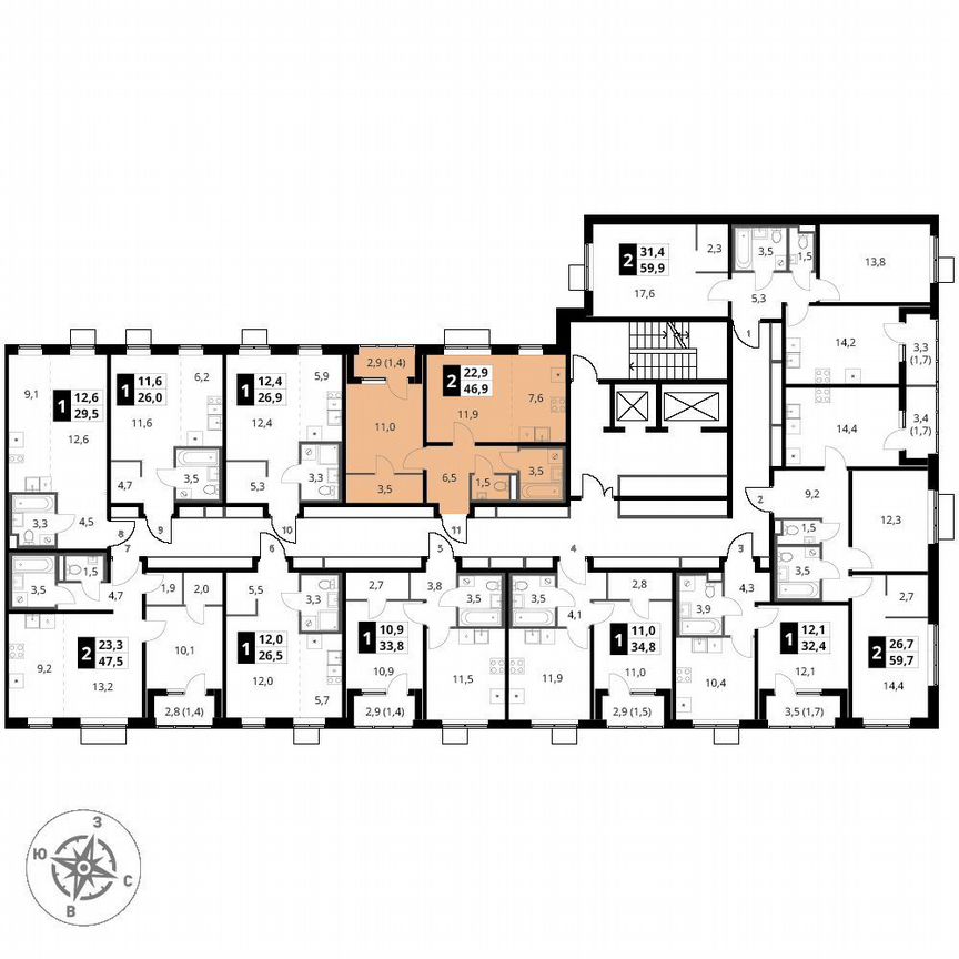 1-к. квартира, 46,9 м², 6/18 эт.