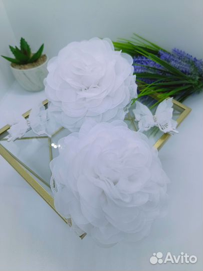 Банты для волос белые