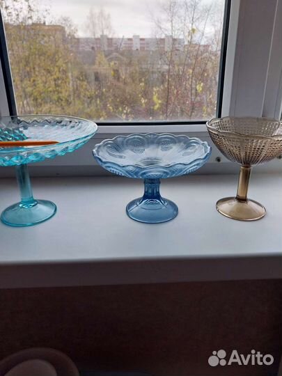 Ваза на ножке стекло СССР