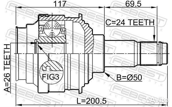 ШРУС внутренний левый febest, 0111MCX20LH