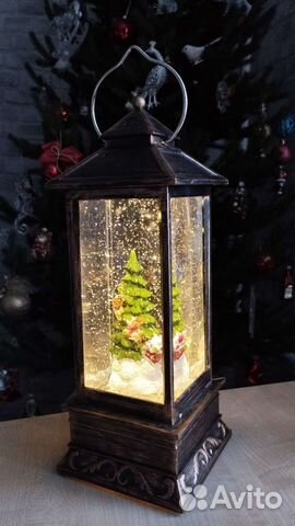 Новогодний фонарь со снегом