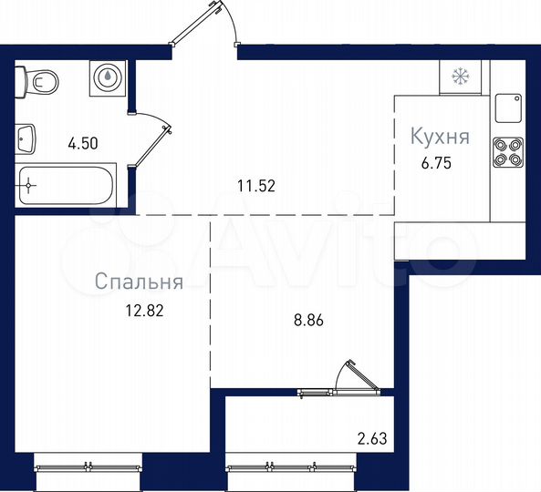 2-к. квартира, 47,1 м², 4/19 эт.