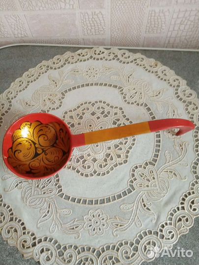 Ложка-поварешка деревянная расписная и 2 ложки