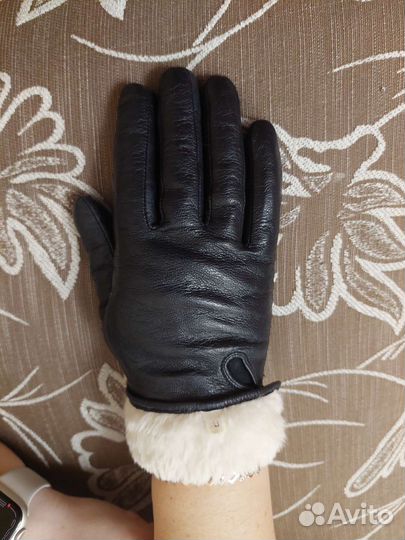 Перчатки женские кожаные зимние