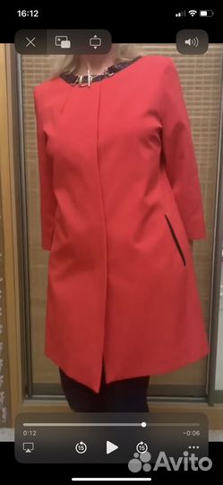 Жакет женский удлиненный, красный