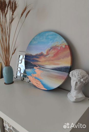 Картина на холсте, круглая, акрил 40см