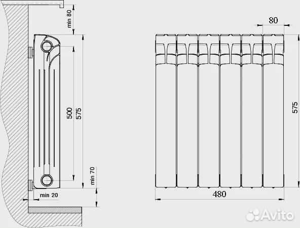 Радиатор биметаллический Rifar EcoBuild 500 6 сек