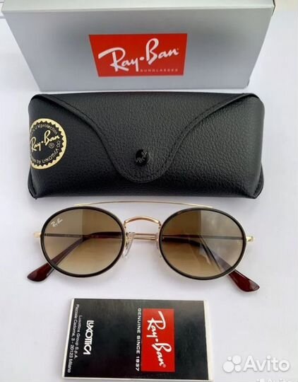 Очки ray ban oval Double Bridge коричневые