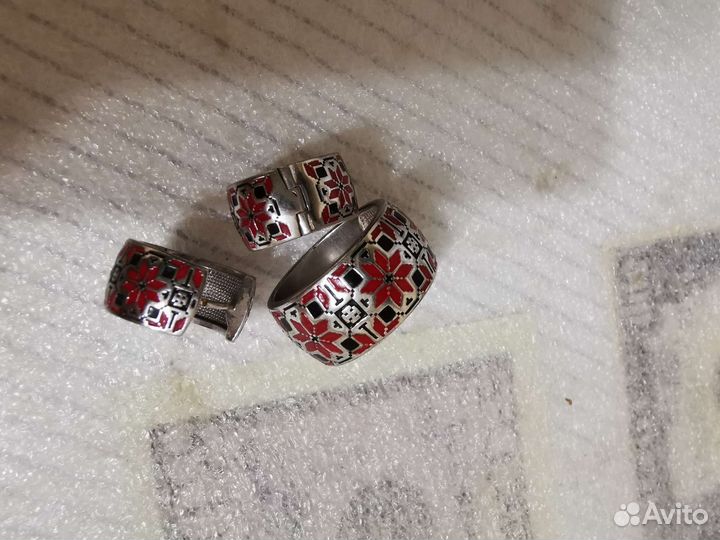 Серьги и кольцо серебро