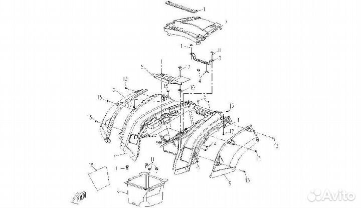 Облицовка задняя (желтый) для CF moto X5 / X6