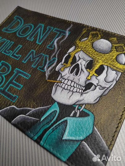 Обложка на паспорт, кожа, ручная роспись