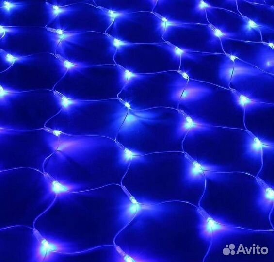 Гирлянда штора 3х2.5 м. синий цвет