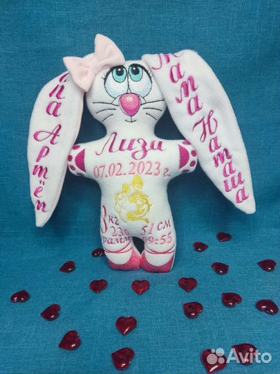 Игрушка с метрикой, подушка с метрикой