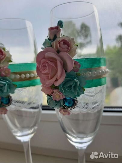 Свадебные бокалы (фужеры) ручной работы 2 шт