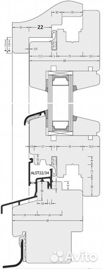 Профиль водоотводный N22/34 алюминий темная бронза