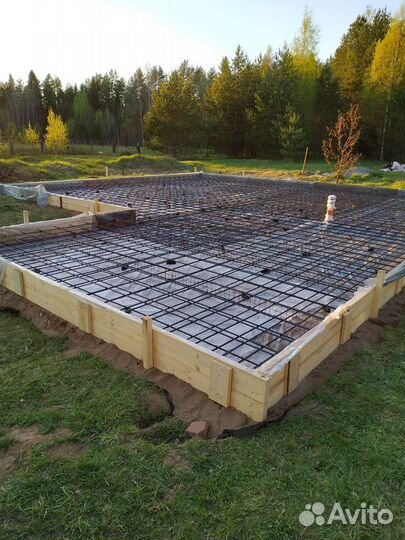 Монолитная плита, Фундамент, Бетонные работы