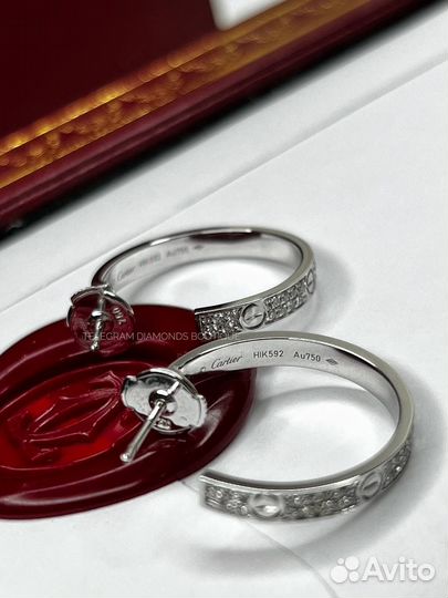 Серьги cartier love белое золото 750