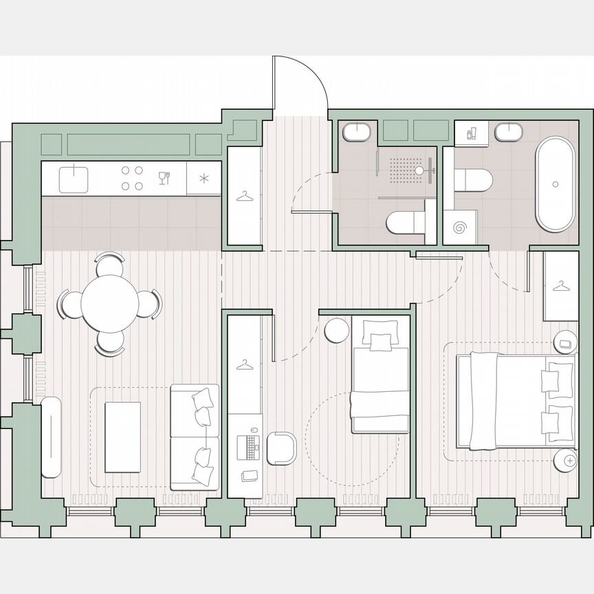 2-к. квартира, 56 м², 31/44 эт.