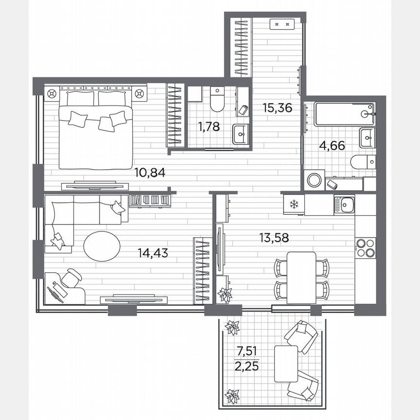2-к. квартира, 62,9 м², 1/5 эт.
