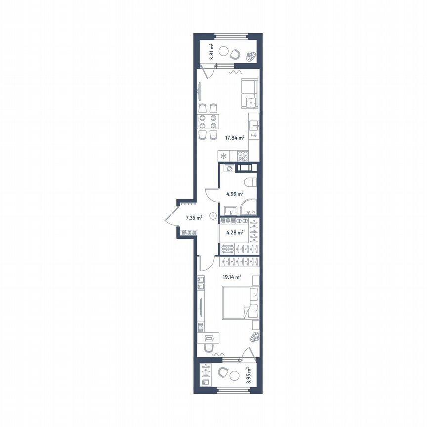 1-к. квартира, 57,5 м², 10/11 эт.