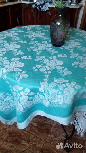 Винтажная жаккардовая скатерть 50-е годы СССР