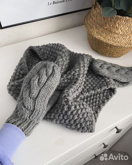 Комплект зимний снуд и варежки