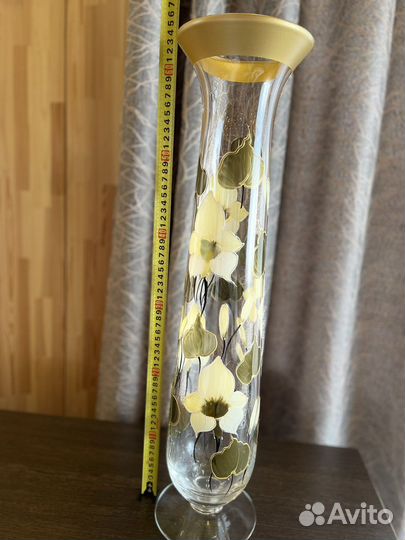 Высокая ваза чешское стекло